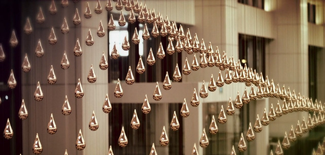 'Kinetic Rain' installation by ART+COM