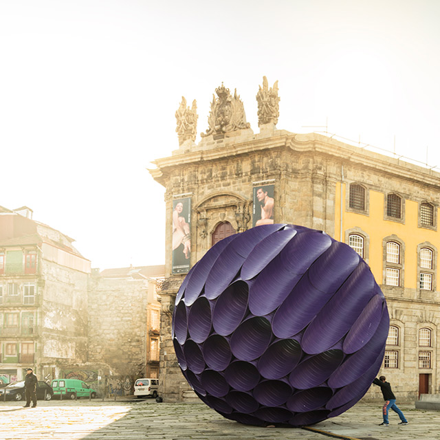'Eclipse' Spherical Installation in Porto's Historic Center by FAHR 021.3