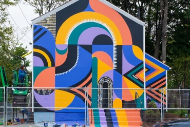 Jessie and Katey Turned Unused House in Boston into Colorful Art Installation