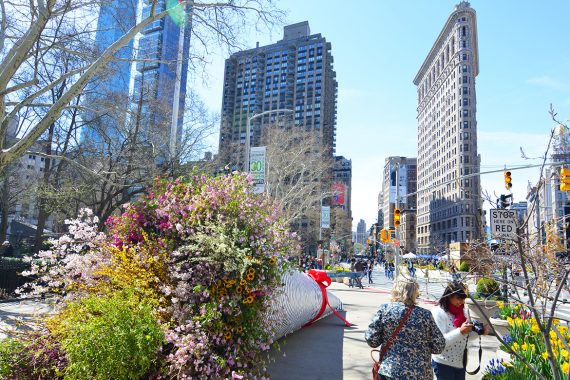 ‘Broadway Bouquet’ Floral Installation in New York City by Terrain Work