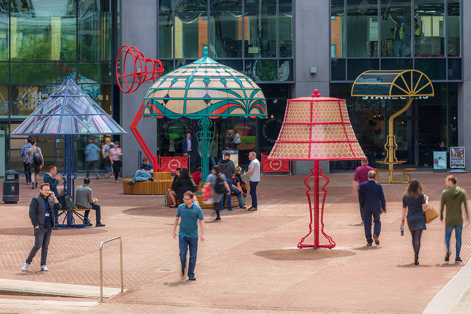 ‘The Manchester Lamps’ Series of Oversized Lamp Installations by Acrylicize