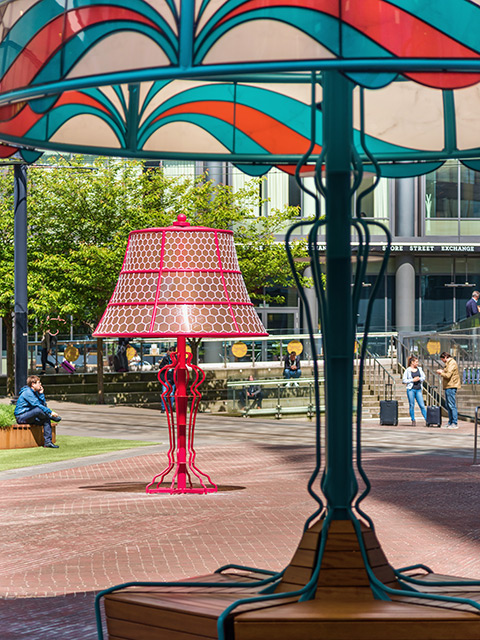 ‘The Manchester Lamps’ Series of Oversized Lamp Installations by Acrylicize