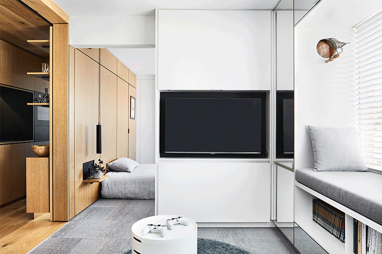 Compact Living:: Tiny Apartment in Melbourne with Moss Wall by tsai design