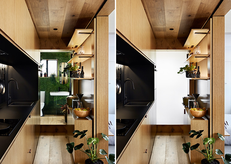 Compact Living:: Tiny Apartment  in Melbourne with Moss Wall by tsai design
