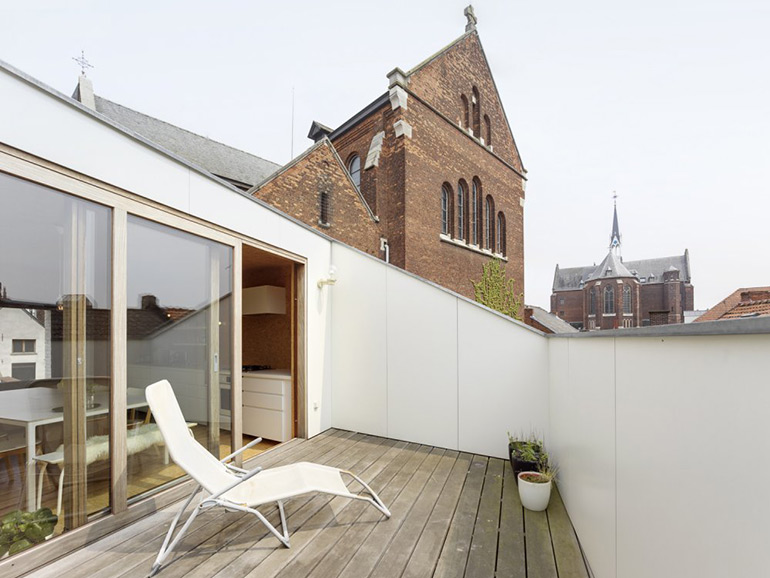 Compact House with Suspended Greenhouse in Belgium by dmvA