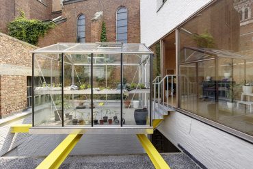 Compact House with Suspended Greenhouse in Belgium by dmvA